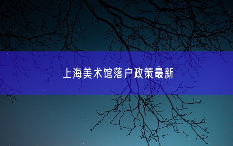 上海美术馆落户政策最新