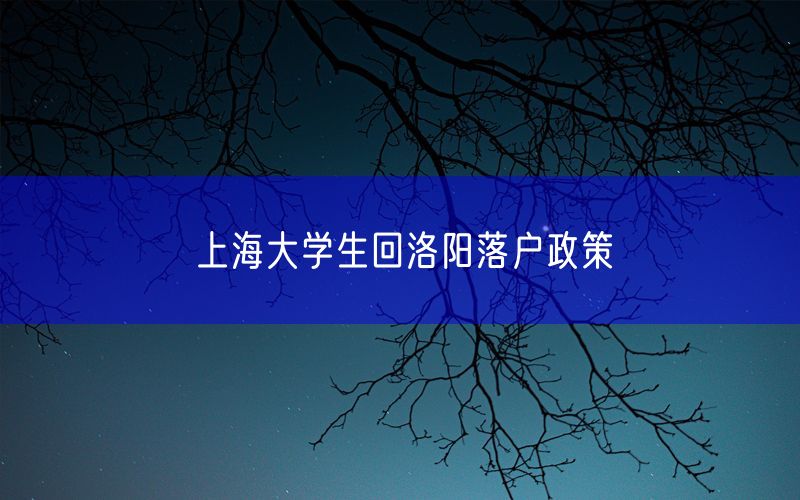 上海大学生回洛阳落户政策