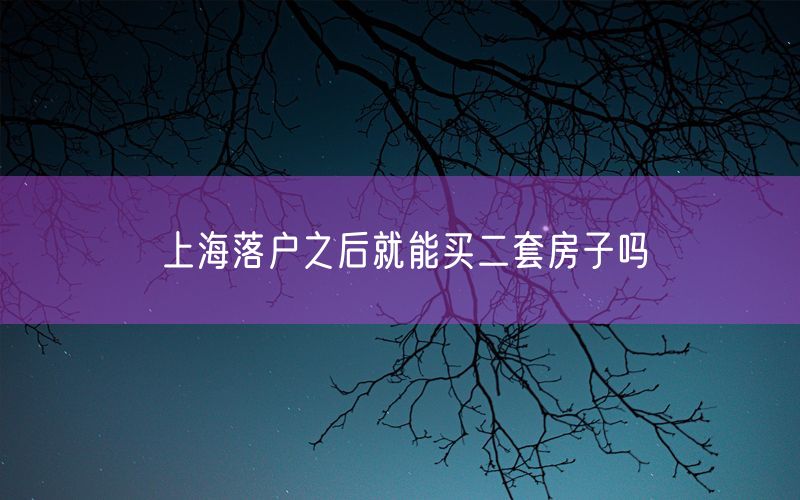 上海落户之后就能买二套房子吗