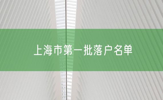 上海市第一批落户名单