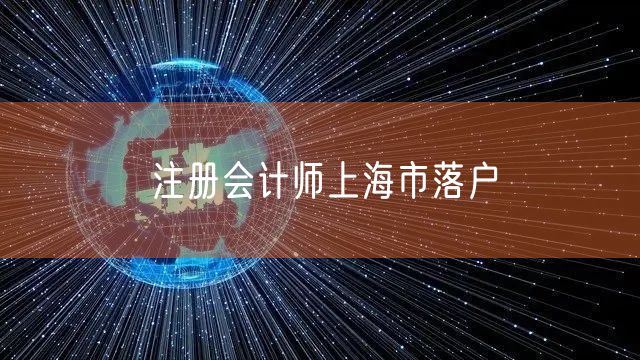 注册会计师上海市落户