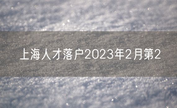 上海人才落户2023年2月第2