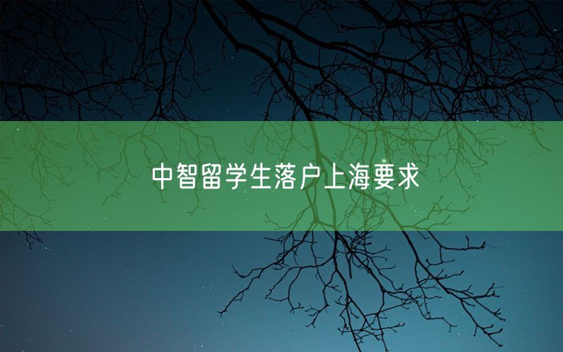 中智留学生落户上海要求