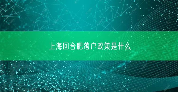 上海回合肥落户政策是什么