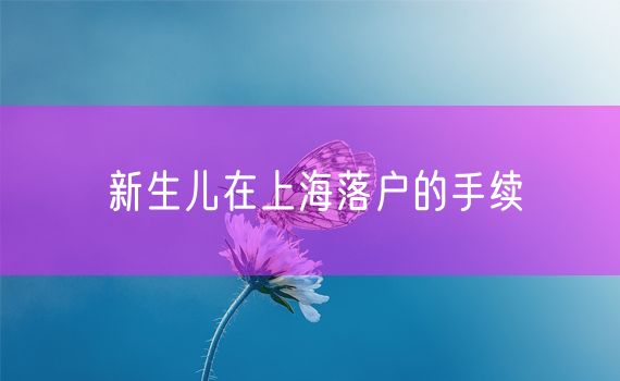 新生儿在上海落户的手续