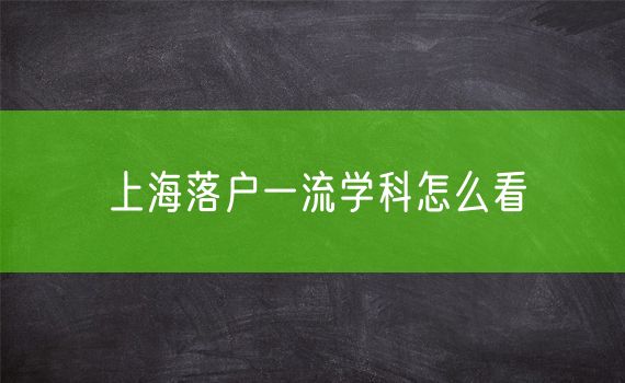 上海落户一流学科怎么看