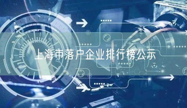 上海市落户企业排行榜公示