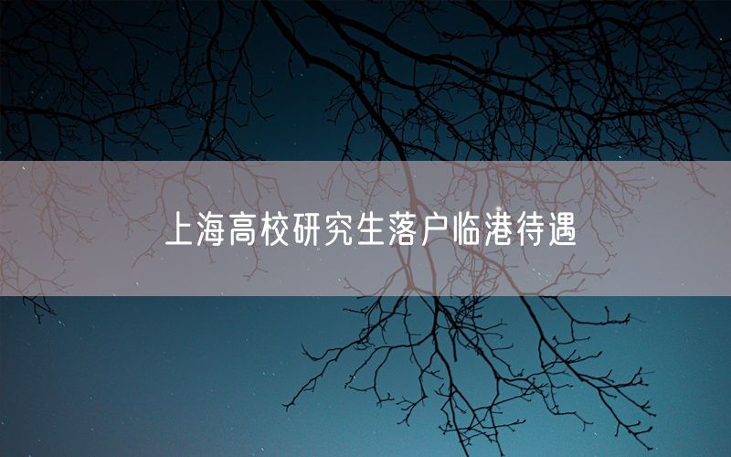 上海高校研究生落户临港待遇