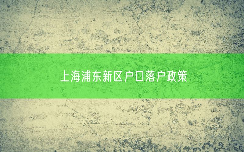 上海浦东新区户口落户政策