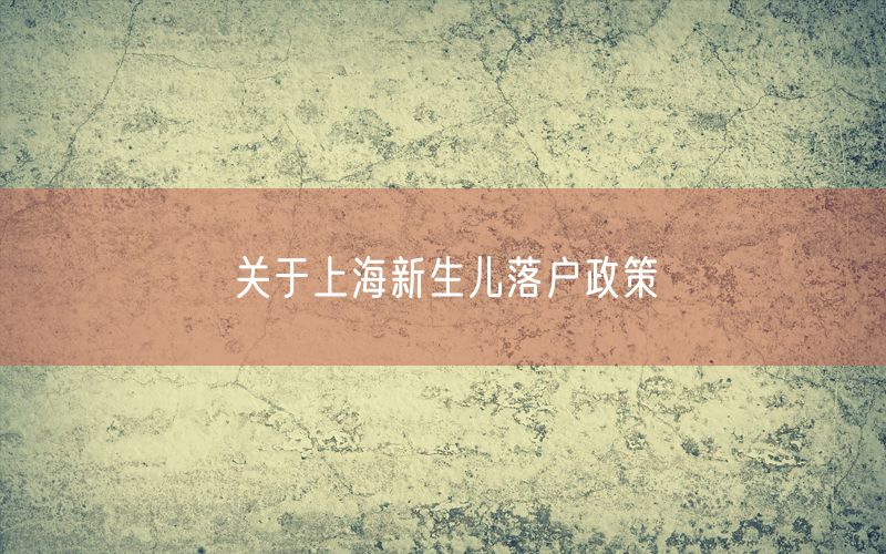 关于上海新生儿落户政策