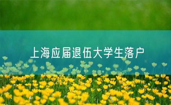 上海应届退伍大学生落户