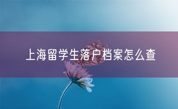 上海留学生落户档案怎么查