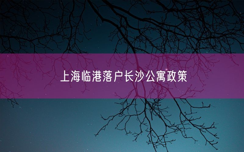 上海临港落户长沙公寓政策