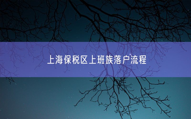 上海保税区上班族落户流程