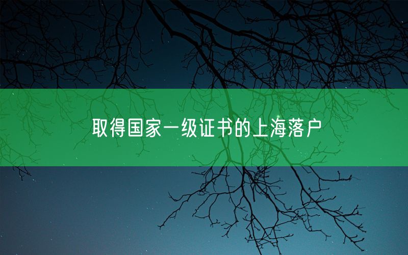 取得国家一级证书的上海落户