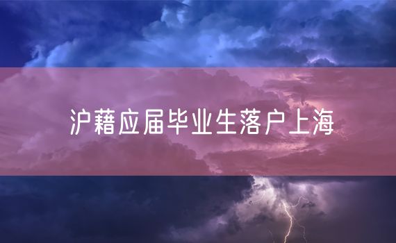 沪藉应届毕业生落户上海