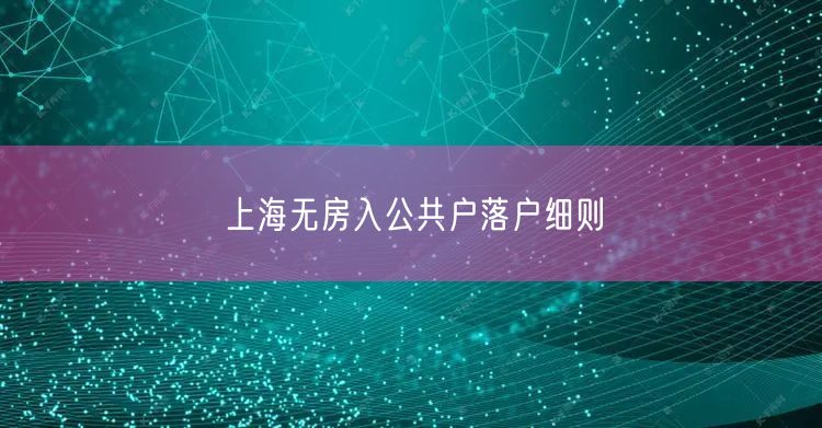 上海无房入公共户落户细则