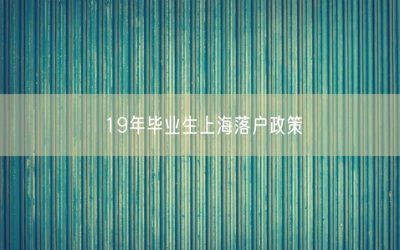 19年毕业生上海落户政策