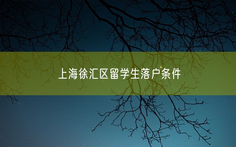 上海徐汇区留学生落户条件