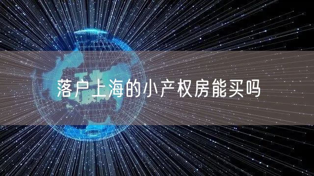 落户上海的小产权房能买吗