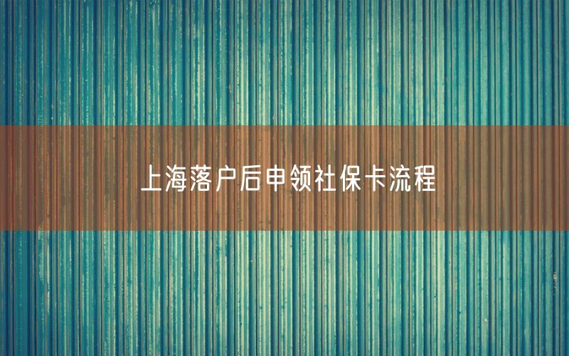 上海落户后申领社保卡流程