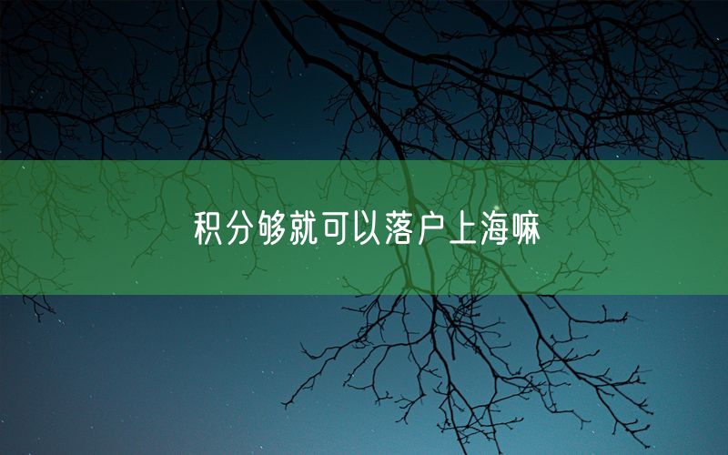 积分够就可以落户上海嘛