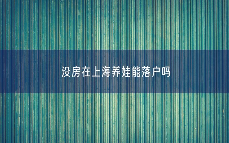 没房在上海养娃能落户吗