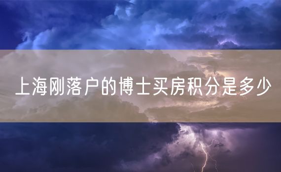 上海刚落户的博士买房积分是多少