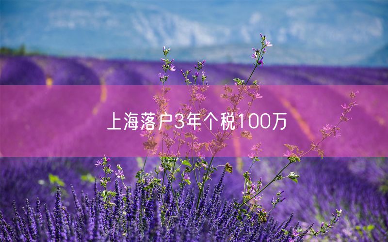 上海落户3年个税100万