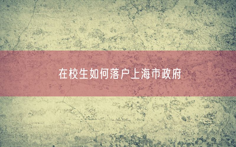 在校生如何落户上海市政府