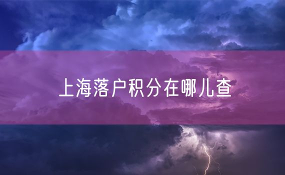 上海落户积分在哪儿查