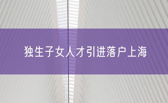 独生子女人才引进落户上海