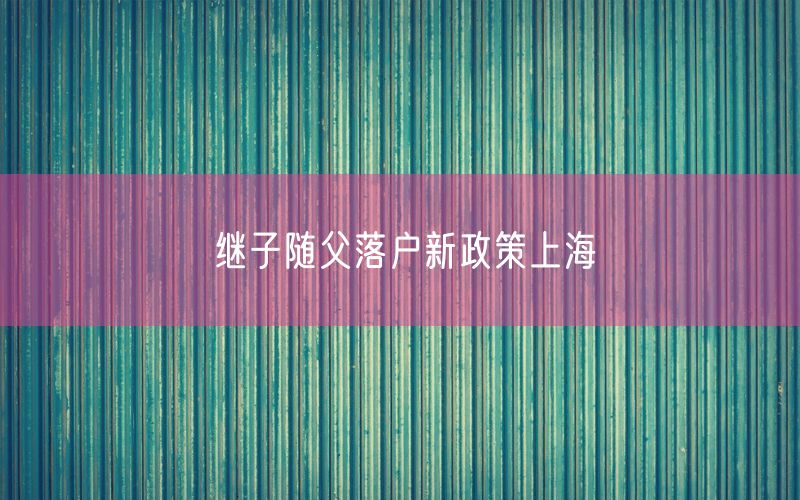 继子随父落户新政策上海