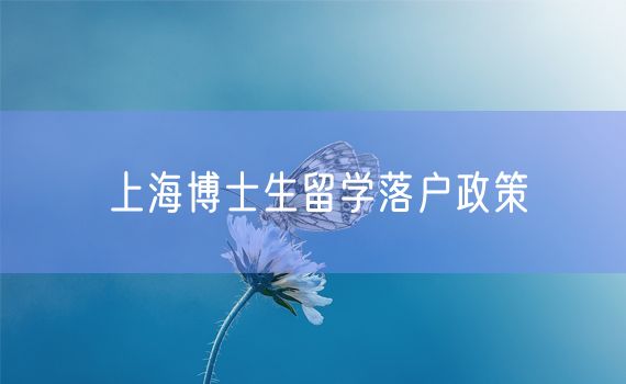 上海博士生留学落户政策