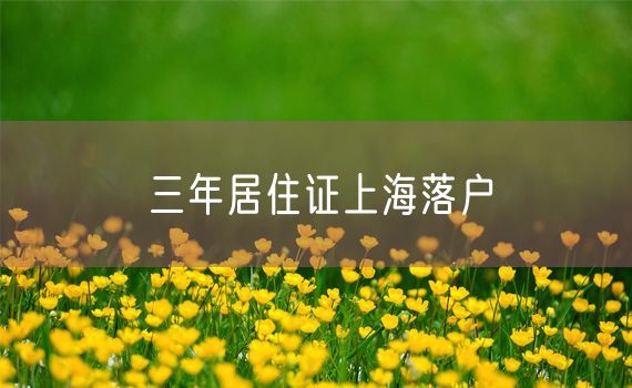 三年居住证上海落户