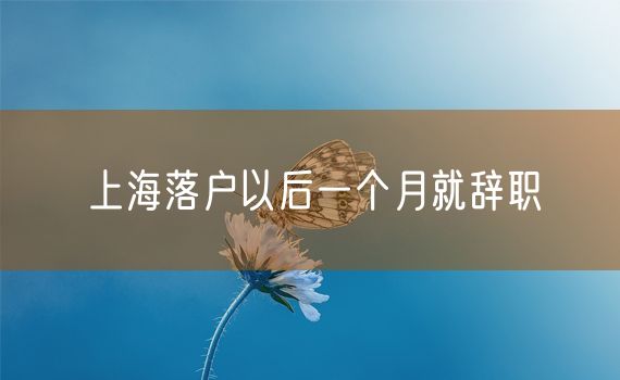 上海落户以后一个月就辞职