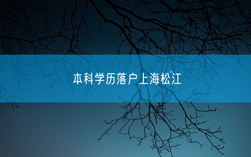 本科学历落户上海松江