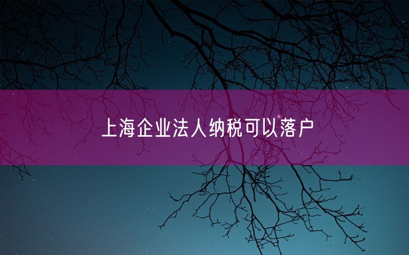 上海企业法人纳税可以落户