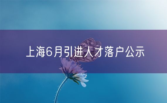 上海6月引进人才落户公示