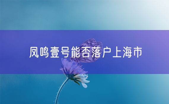 凤鸣壹号能否落户上海市