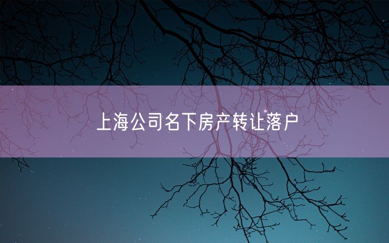 上海公司名下房产转让落户