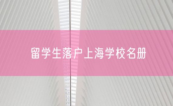 留学生落户上海学校名册