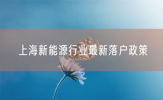 上海新能源行业最新落户政策