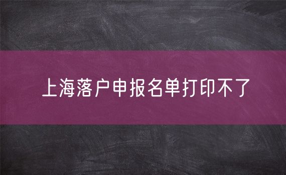 上海落户申报名单打印不了