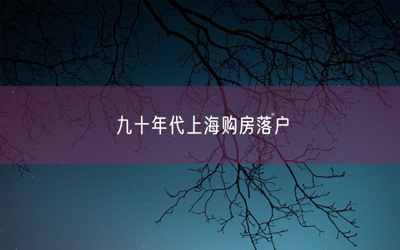 九十年代上海购房落户