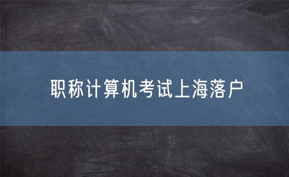 职称计算机考试上海落户