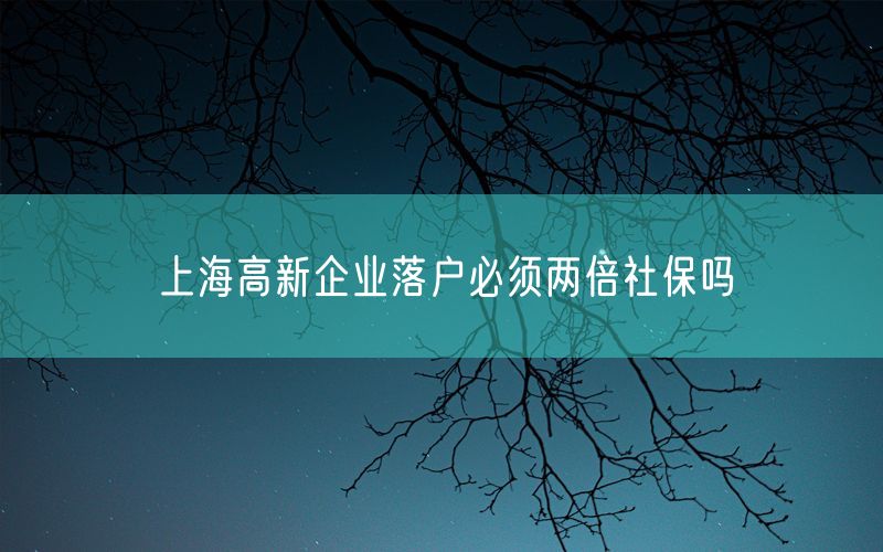 上海高新企业落户必须两倍社保吗