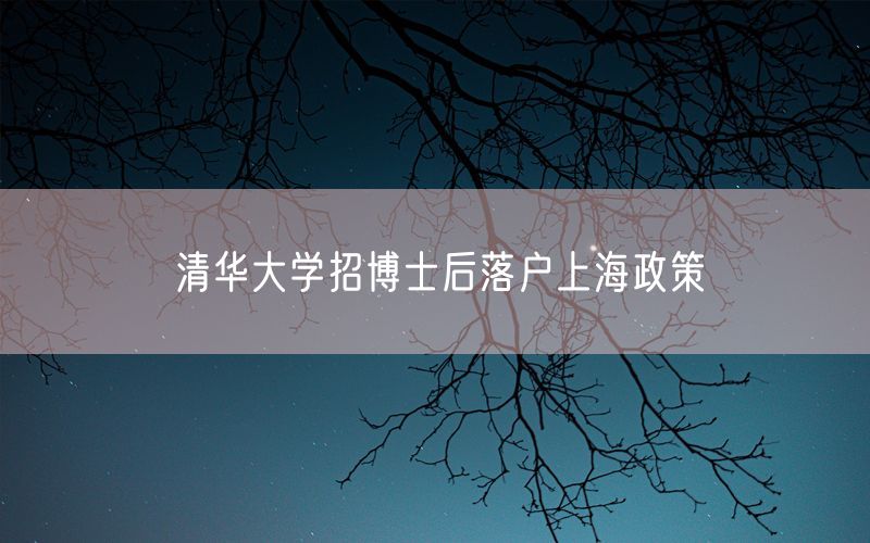 清华大学招博士后落户上海政策