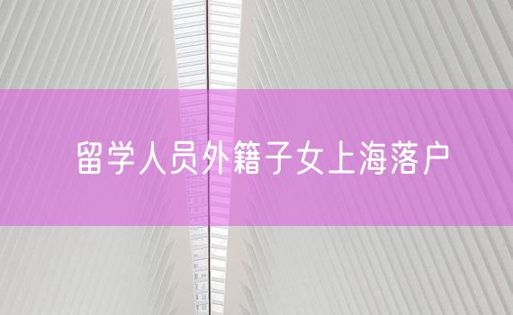 留学人员外籍子女上海落户