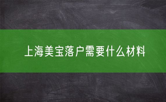 上海美宝落户需要什么材料